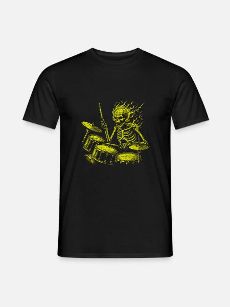 Drummer Skull Skelett am Drumset - Männer T-Shirt - Schwarz
