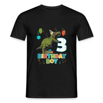 3 Year Old Kids Birthday Boy Party T Rex Dinosaur - Men's T-Shirt - black - Front - AI Model Male 178 light (178cm)