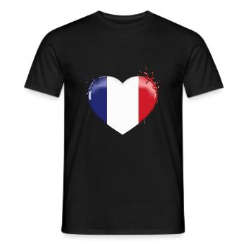 DRAPEAU DE LA FRANCE DRAPEAU COEUR FRANCE - T-shirt homme - noir - Devant - AI Model Male 178 light (178cm)
