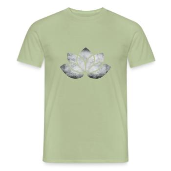 yoga lotus flower silver - Men's T-Shirt - sage - Front - AI Model Male 178 light (178cm)