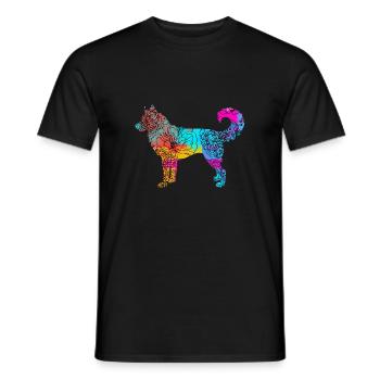 Siberian Husky Flowers - Männer T-Shirt - Schwarz - Vorne - AI Model Male 178 light (178cm)