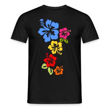 Hibiskus Blüten bunte Hawaii Blumen Sommer - Männer T-Shirt - Schwarz - Vorne - AI Model Male 178 light (178cm)
