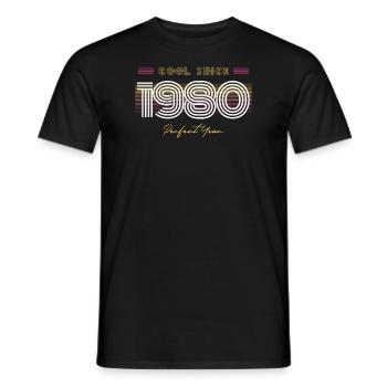 Birthday Cool since 1980 - Men's T-Shirt - black - Front - AI Model Male 178 light (178cm)