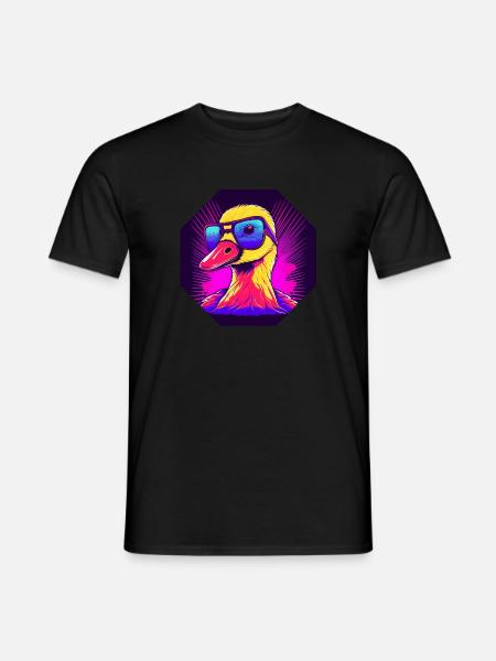 Synthwave Duck with Sunglasses - Men's T-Shirt - black