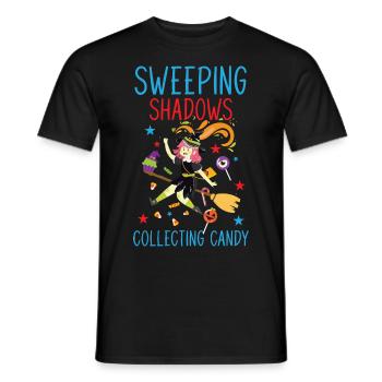 Sweeping shadows collecting candy Halloween - Men's T-Shirt - black - Front - AI Model Male 178 light (178cm)