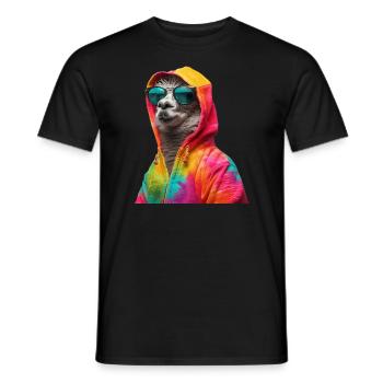 Llama with Sunglasses Colorful Cool Alpaca Llama - Men's T-Shirt - black - Front - AI Model Male 178 light (178cm)