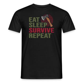 Bushcraft Survival Wild Outdoor Camp - Men's T-Shirt - black - Front - AI Model Male 178 light (178cm)