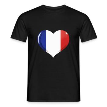 DRAPEAU DE LA FRANCE DRAPEAU COEUR FRANCE - T-shirt homme - noir - Devant - AI Model Male 178 light (178cm)