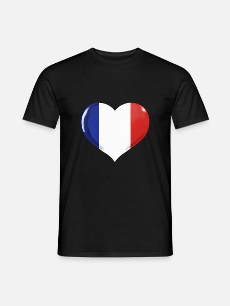 FRANKREICH FAHNE HERZ FLAGGE FRANKREICH - Männer T-Shirt - Schwarz