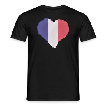 Frankreich Flagge Herz Vintage Französische Fahne - Männer T-Shirt - Schwarz - Vorne - AI Model Male 178 light (178cm)