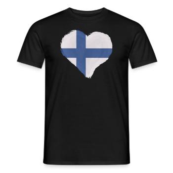Finnland Flagge Suomi Finnische Fahne Herz - Männer T-Shirt - Schwarz - Vorne - AI Model Male 178 light (178cm)