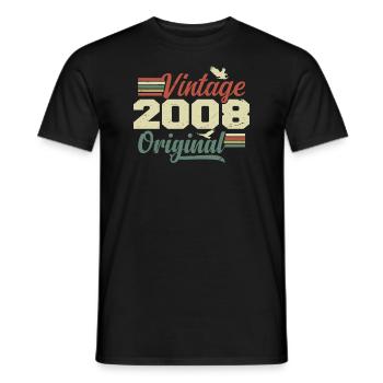 Vintage 2008 Retro 2008 Anniversary Gift - Men's T-Shirt - black - Front - AI Model Male 178 light (178cm)
