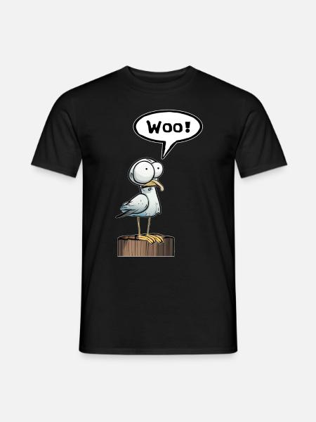 Möwe Sprechblase Woo Wau feiernd - Männer T-Shirt - Schwarz