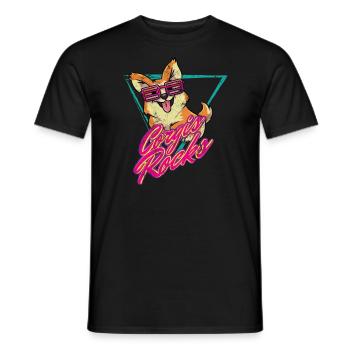 80s retro corgi - Men's T-Shirt - black - Front - AI Model Male 178 light (178cm)