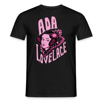 Ada Lovelace Pink - Inspirational Mathematician - Men's T-Shirt - black - Front - AI Model Male 178 light (178cm)