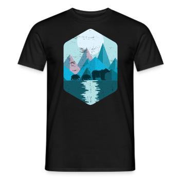 Geometrische Berge | Natur Bär Wald Wildnis Tiere - Männer T-Shirt - Schwarz - Vorne - AI Model Male 178 light (178cm)