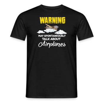 May Spontaneously Talk About Airplanes Gift - Men's T-Shirt - black - Front - AI Model Male 178 light (178cm)