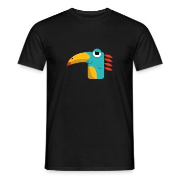Funny Bird Dino Illustration for Kids - Men's T-Shirt - black - Front - AI Model Male 178 light (178cm)
