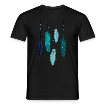 Boho Federn - Männer T-Shirt - Schwarz - Vorne - AI Model Male 178 light (178cm)