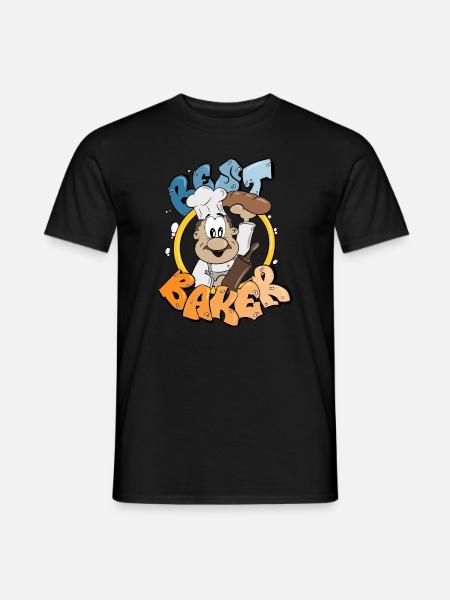 Bester Bäcker mit Brot in der Bäckerei Comic Figur - Männer T-Shirt - Schwarz