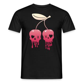 Cerises Kawaii crâne pastel Goth - T-shirt homme - noir - Devant - AI Model Male 178 light (178cm)