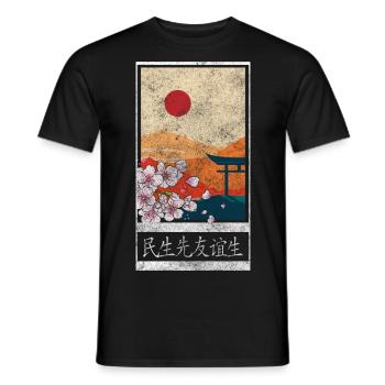 Cherry Blossoms Flowers Gardener - Men's T-Shirt - black - Front - AI Model Male 178 light (178cm)