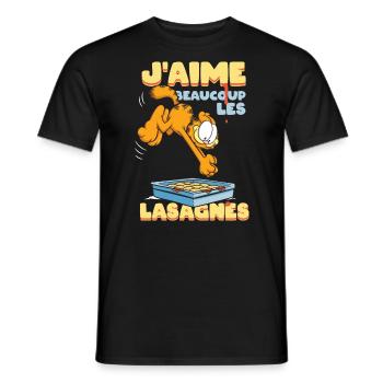 Garfield J'aime Lasagnes - Men's T-Shirt - black - Front - AI Model Male 178 light (178cm)