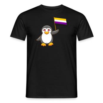 Gay Pride Antarctica Animal Penguin Not Binary LGBT - Men's T-Shirt - black - Front - AI Model Male 178 light (178cm)