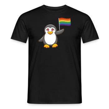 Regenbogen Flagge Gay Pride Month Pinguin LGBT - Männer T-Shirt - Schwarz - Vorne - AI Model Male 178 light (178cm)
