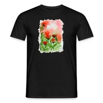 Mohnblumen Aquarell - Männer T-Shirt - Schwarz - Vorne - AI Model Male 178 light (178cm)