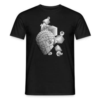 Robot with cube light grey - Men's T-Shirt - black - Front - AI Model Male 178 light (178cm)