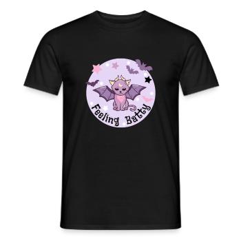Feeling Batty. Pastel Vampire Cat. - Men's T-Shirt - black - Front - AI Model Male 178 light (178cm)
