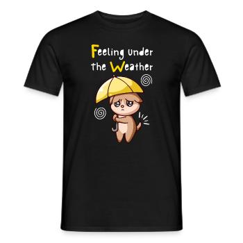 Feeling Under The Weather. Cat With Umbrella. V B. - Men's T-Shirt - black - Front - AI Model Male 178 light (178cm)