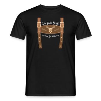 Wo Zum Deifi Is Mei Lederhosn Lederhose Ersatz - Männer T-Shirt - Schwarz - Vorne - AI Model Male 178 light (178cm)
