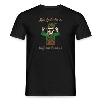 Mei Lederhosn Trog Heit Da Hirsch Lederhose Ersatz - Männer T-Shirt - Schwarz - Vorne - AI Model Male 178 light (178cm)