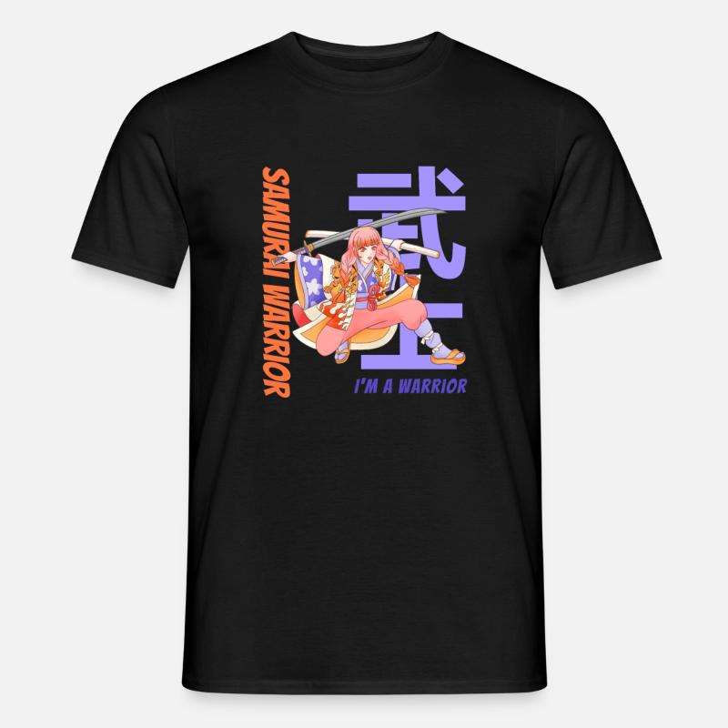 Samurai Warrior. Samurai Girl. Black Version. - Men’s T-shirt - black