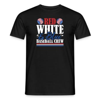 Veteran US Flag Red White & Blue Baseball Crew - Men's T-Shirt - black - Front - AI Model Male 178 light (178cm)