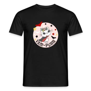 Vampurr. Vampire Kitty. Kawaii Pastel Vampire Cat. - Men's T-Shirt - black - Front - AI Model Male 178 light (178cm)