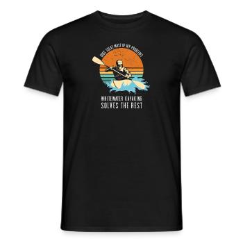 Dogs Solves My Problems Whitewater Kayaking - Men's T-Shirt - black - Front - AI Model Male 178 light (178cm)