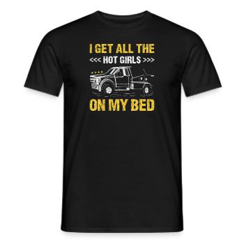 J’ai toutes les filles chaudes sur mon lit Chauffeur de dépanneuse - T-shirt homme - noir - Devant - AI Model Male 178 light (178cm)