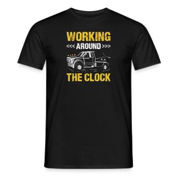 Travailler jour et nuit Opérateur de dépanneuse - T-shirt homme - noir - Devant - AI Model Male 178 light (178cm)