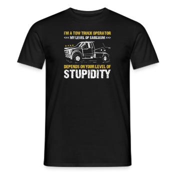 Mon sarcasme dépend de votre niveau de stupidité - T-shirt homme - noir - Devant - AI Model Male 178 light (178cm)