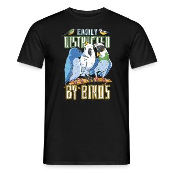 Easily Distracted By Birds Birding Birdwatching - Men's T-Shirt - black - Front - AI Model Male 178 light (178cm)