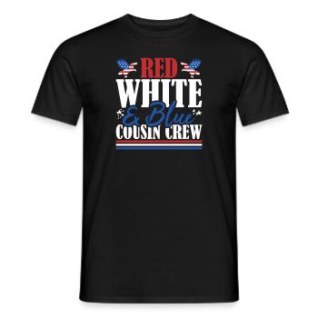 Veteran US Flag Red White & Blue Cousin Crew - Men's T-Shirt - black - Front - AI Model Male 178 light (178cm)