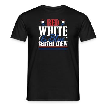 Veteran US Flag Red White & Blue Server Crew - Men's T-Shirt - black - Front - AI Model Male 178 light (178cm)