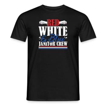 Veteran US Flag Red White & Blue Janitor Crew - Men's T-Shirt - black - Front - AI Model Male 178 light (178cm)