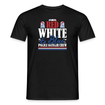 Veteran US Flag Red White & Blue Police Officer - Men's T-Shirt - black - Front - AI Model Male 178 light (178cm)