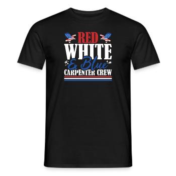 Veteran US Flag Red White & Blue Carpenter Crew - Men's T-Shirt - black - Front - AI Model Male 178 light (178cm)