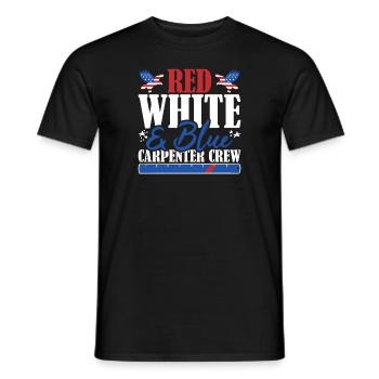 Veteran US Flag Red White & Blue Carpenter Crew - Men's T-Shirt - black - Front - AI Model Male 178 light (178cm)