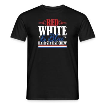 Veteran US Flag Red White & Blue Hair Stylist Crew - Men's T-Shirt - black - Front - AI Model Male 178 light (178cm)